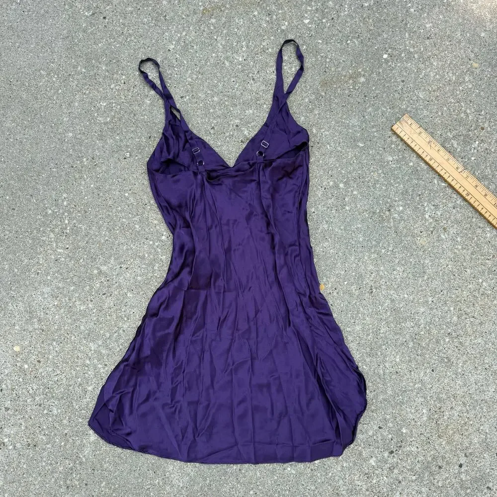 VTG Victoria's Secret Gold Label Silk Floral Embroidered Slip Dress Purple Small - Picture 4 of 10